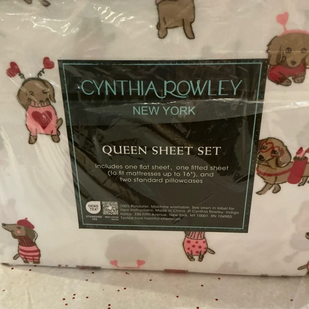 Dachshund valentine sheet set queen size